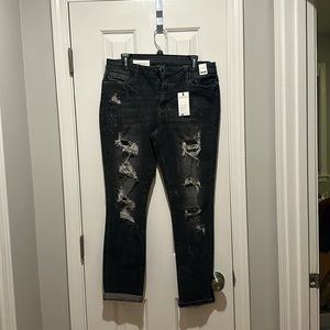 NEW w/tags Judy Blue black distressed Jeans mid rise boyfriend fit